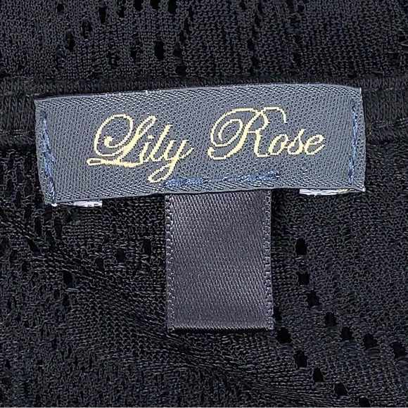 Small Lily Rose Black Lace Blouse Scoop Neckline Flowy Sheer Goth - Picture 13 of 13